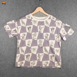 Uniqlo UT Disney Alice In Wonderland T-Shirt Purple White Short Sleeve Women's M
